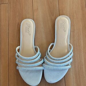 Jewel Badgley Mischka Silver Strappy Sandals